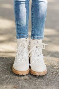 Girls: The Daisy Mae Cream Embellished Boots
