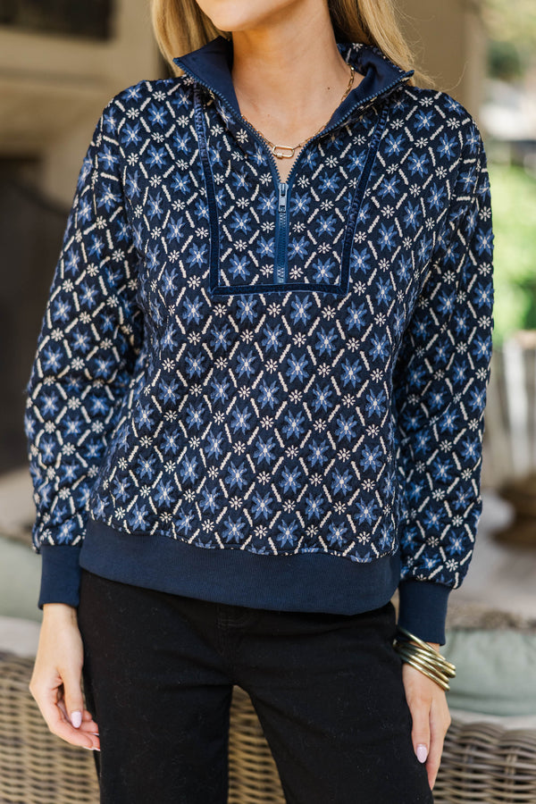 From The Soul Navy Medallion Top