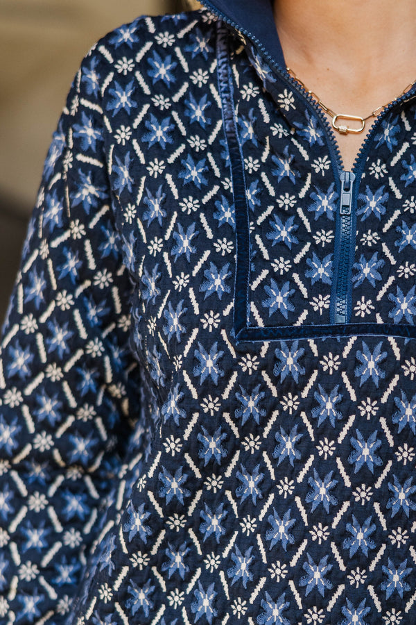 From The Soul Navy Medallion Top