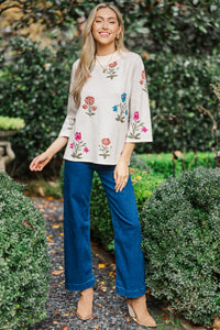 Soft Focused Cream Medallion Sweater