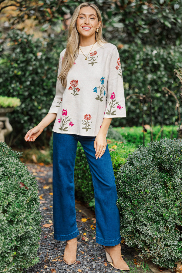 Soft Focused Cream Medallion Sweater