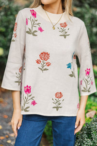 Soft Focused Cream Medallion Sweater