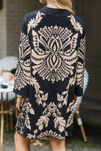 Call Me Sometime Black Medallion Sweater Dress