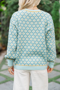 A Happy Day Mint Floral Sweater