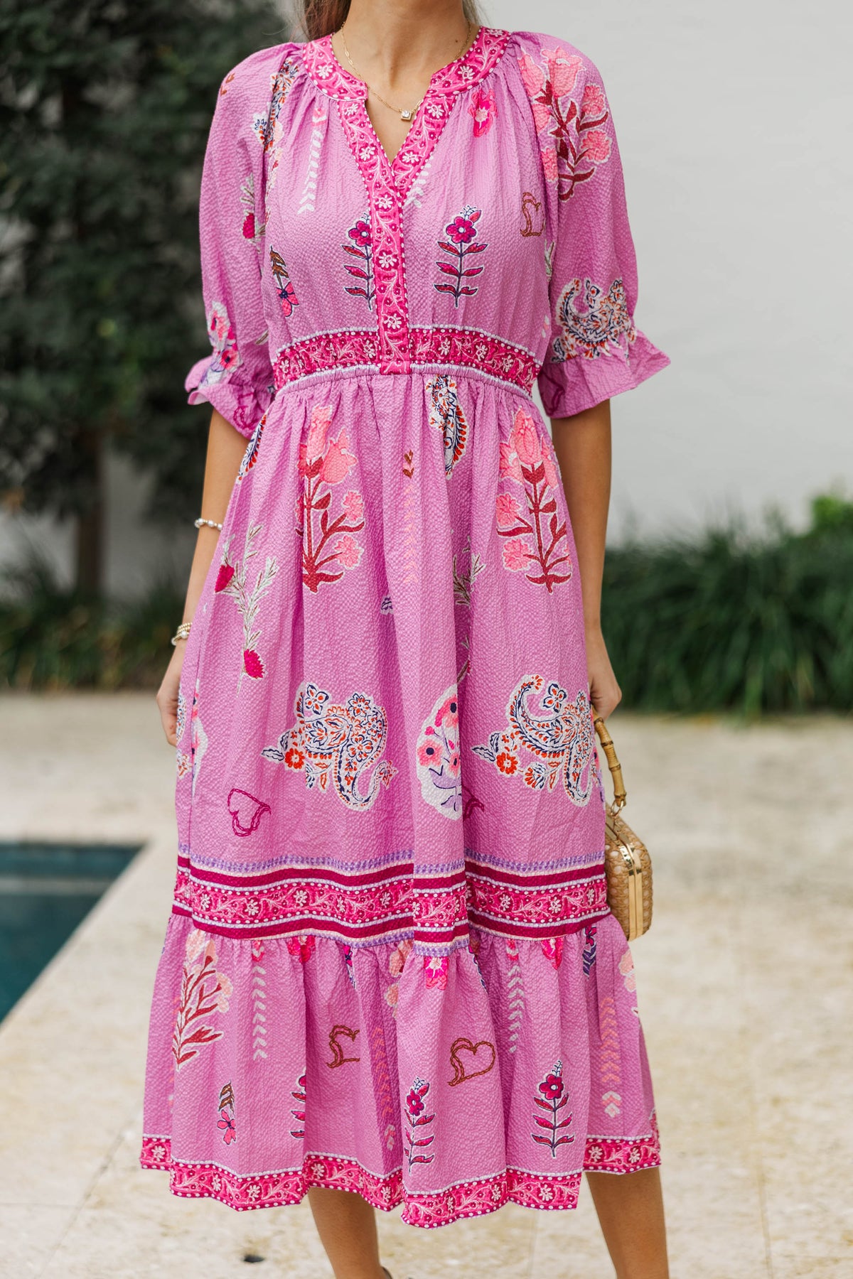 Effortlessly You Pink Floral Midi Dress – Shop the Mint