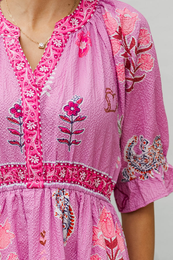 Effortlessly You Pink Floral Midi Dress