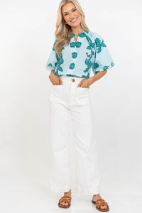 Nature Is Calling Teal Medallion Blouse
