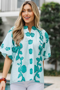 Nature Is Calling Teal Medallion Blouse