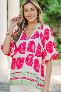 The Sunday Sweetheart Pink Mixed Print Blouse
