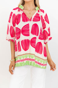 The Sunday Sweetheart Pink Mixed Print Blouse