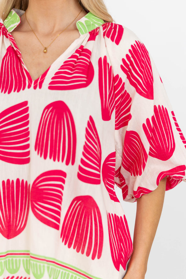 The Sunday Sweetheart Pink Mixed Print Blouse