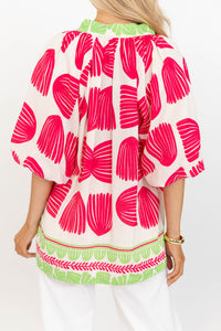 The Sunday Sweetheart Pink Mixed Print Blouse
