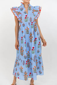 Feelings Of Happiness Blue Floral Midi Dress