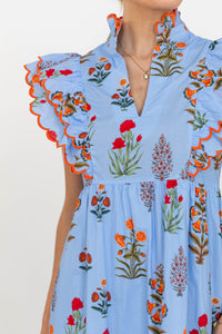 Feelings Of Happiness Blue Floral Midi Dress