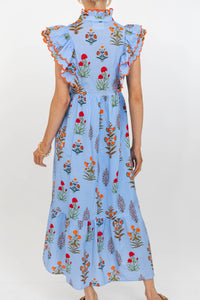 Feelings Of Happiness Blue Floral Midi Dress