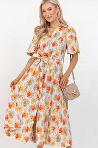 The Best Is Coming Cream Floral Midi Dress