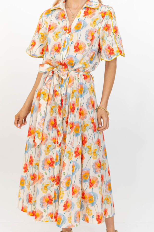 The Best Is Coming Cream Floral Midi Dress
