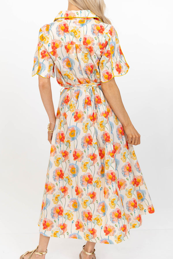 The Best Is Coming Cream Floral Midi Dress