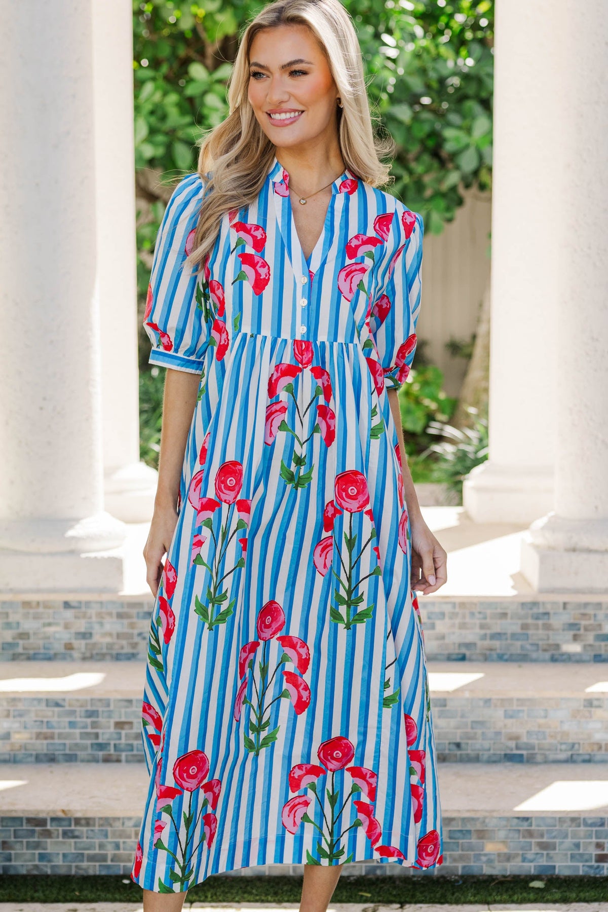 at my best midi dress Giving You My Best Blue Floral Midi Dress, Small - The Mint Julep Boutique