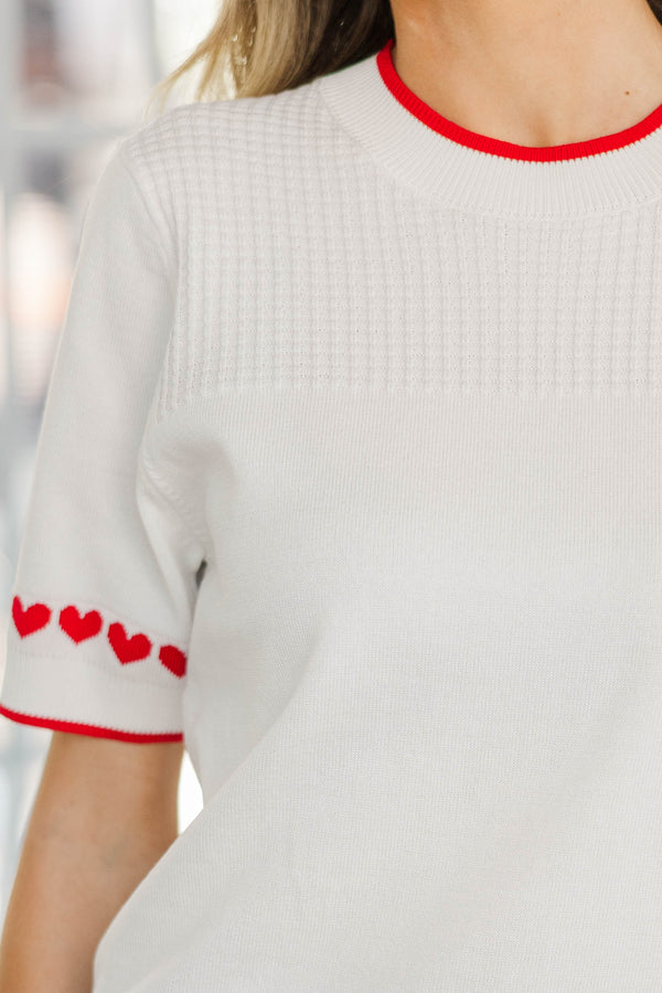 Season Of Love White Hearts Sweater