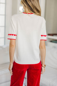 Season Of Love White Hearts Sweater