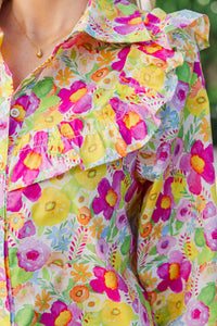 Spring Petals Pink Floral Blouse