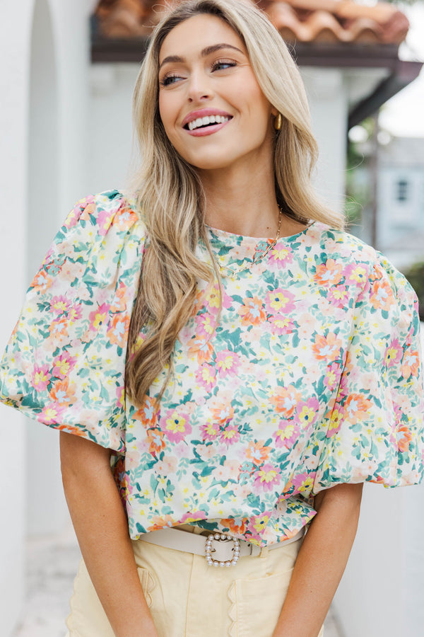 Weekend In The Sun Cream Floral Blouse