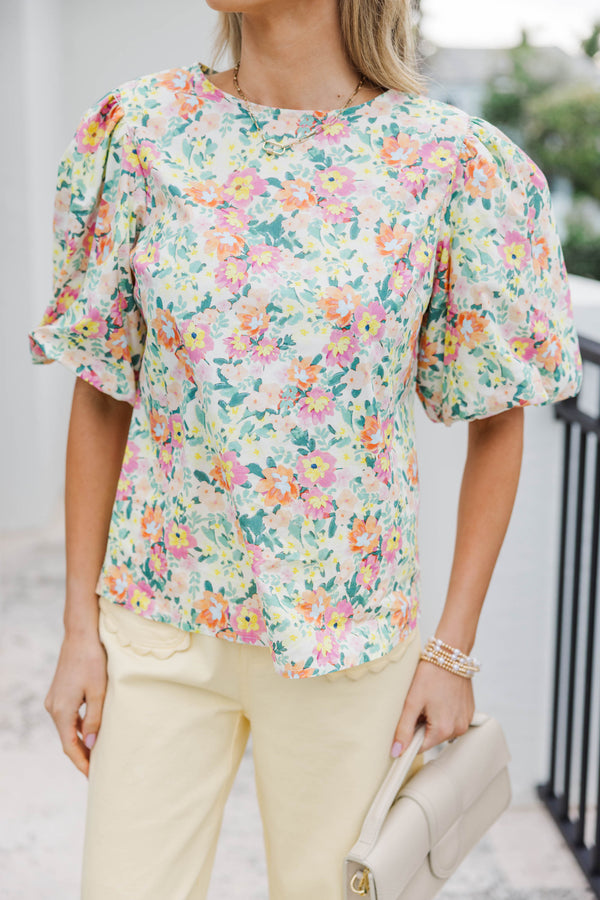 Weekend In The Sun Cream Floral Blouse