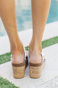 Sunny Afternoon White Embellished Wedges