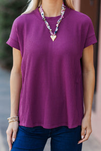 Catch On Magenta Ribbed Top