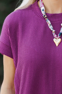 Catch On Magenta Ribbed Top