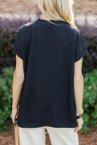 Catch On Black Ribbed Top