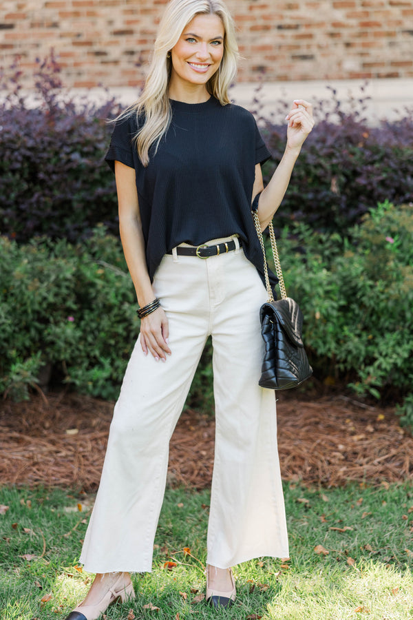 Catch On Black Ribbed Top