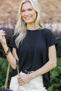 Catch On Black Ribbed Top