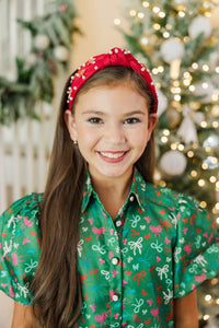 Girls: Finishing Touches Red Bow Embellished Headband