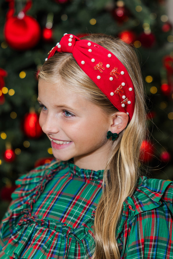 Girls: Finishing Touches Red Bow Embellished Headband