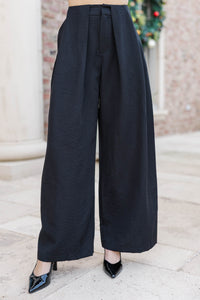 All Business Black Wide Leg Trousers