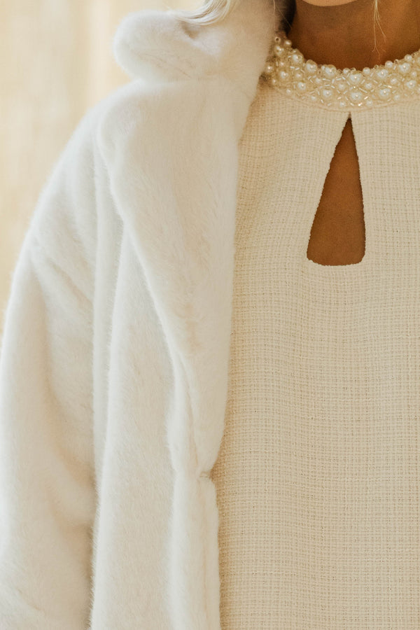 All Of The Lights Cream Fur Coat