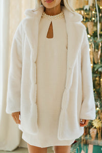 All Of The Lights Cream Fur Coat