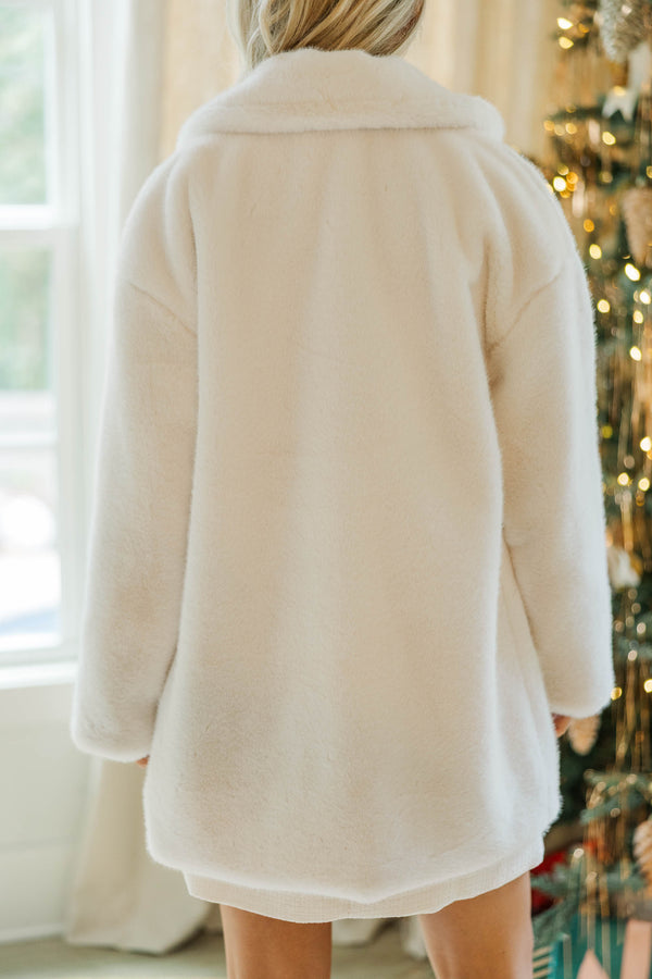 All Of The Lights Cream Fur Coat