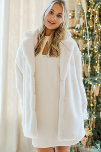 All Of The Lights Cream Fur Coat