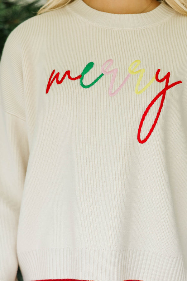 Merry Cream White Sweater