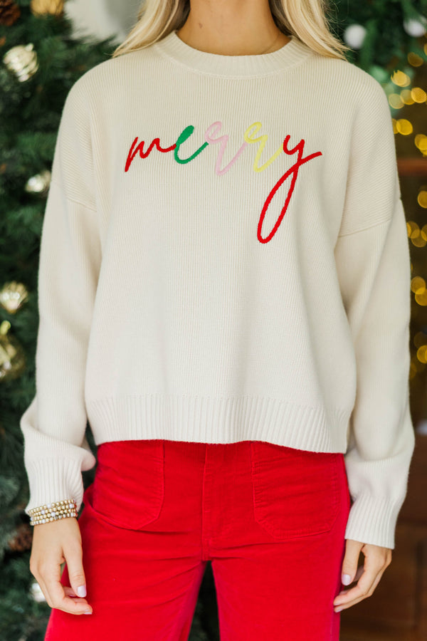 Merry Cream White Sweater