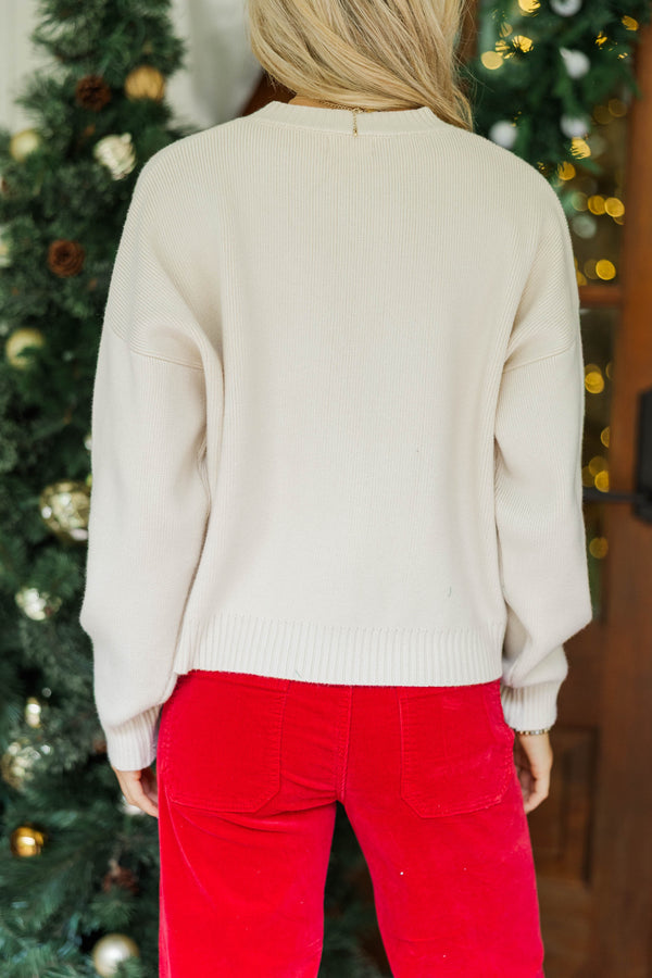 Merry Cream White Sweater