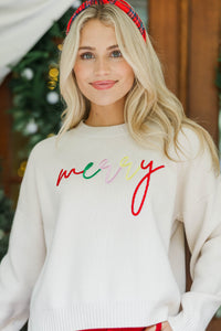 Merry Cream White Sweater