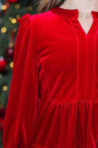 Girls: In Your Happy Place Red Velvet Dress
