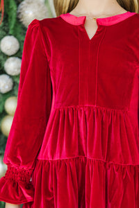 Girls: In Your Happy Place Red Velvet Dress