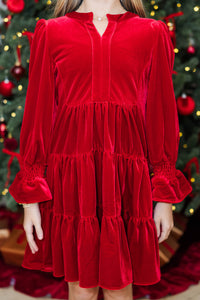 Girls: In Your Happy Place Red Velvet Dress