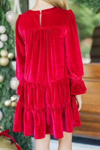 Girls: In Your Happy Place Red Velvet Dress