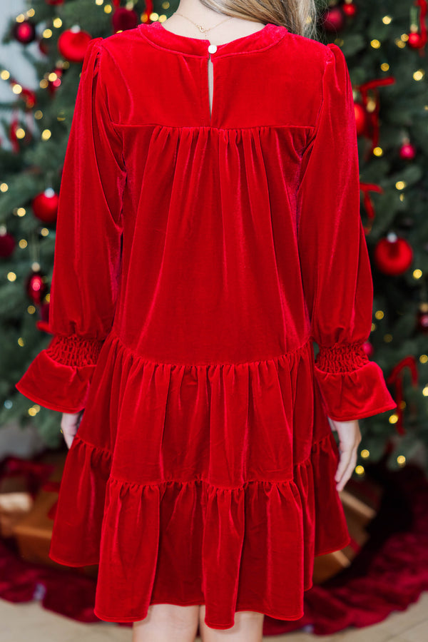 Girls: In Your Happy Place Red Velvet Dress